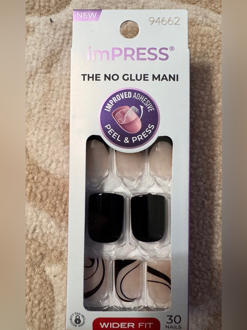 imPRESS Wider Fit Press-On Nails Black Nude Swirl — 30 Nails (2 Available)